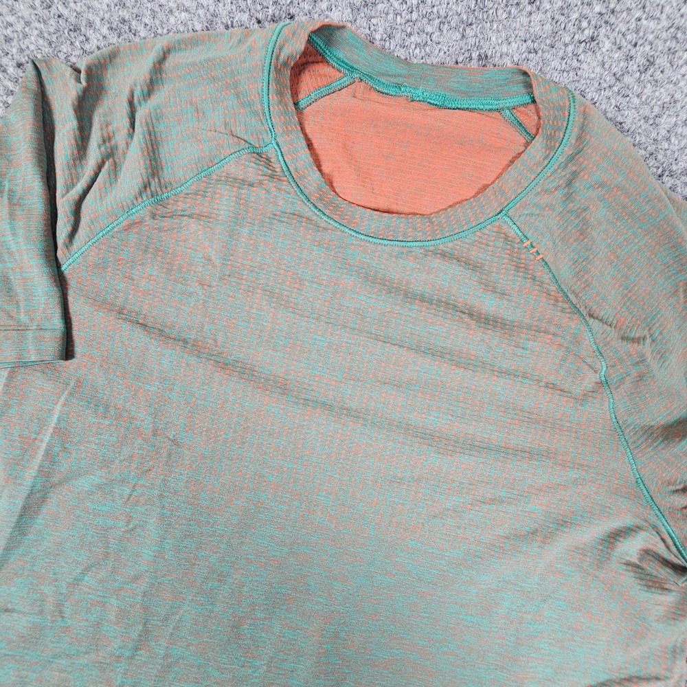 Lululemon Metal Vent Tech Shirt Mens Large Teal Orange Heathered Short Sleeve